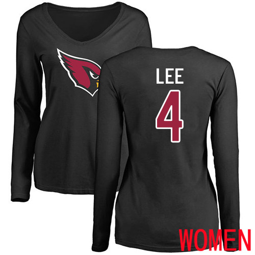 Arizona Cardinals Black Women Andy Lee Name And Number Logo NFL Football #4 Long Sleeve T Shirt->nfl t-shirts->Sports Accessory